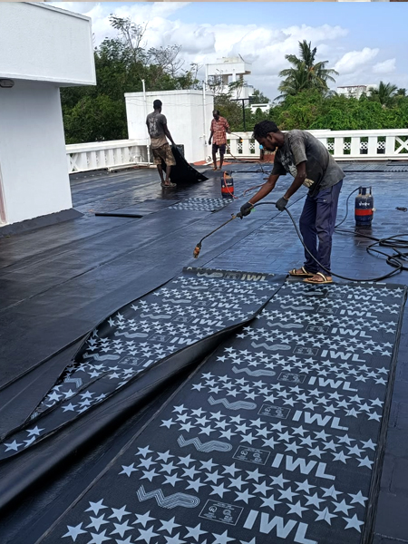 Terrace Bitumen / Membrane Waterproofing Treatment - eMerge Infra, Anna Nagar East, Chennai.